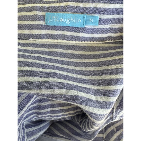 J.McLaughlin Womens Blue & White Striped Button-Down Shirt Size M - Picture 5 of 8